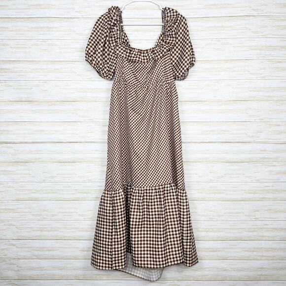 Miss Selfridge Tie Back Midi Dress in Gingham Mix - Picture 1 of 6